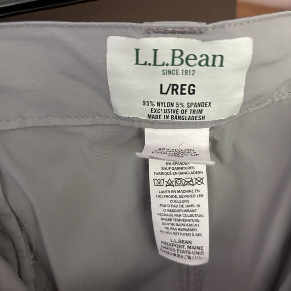 2 LL Bean Hiking Pant Men L Gray/Brown Stretch Waist Cargo Performance Gorpcore - Picture 11 of 11